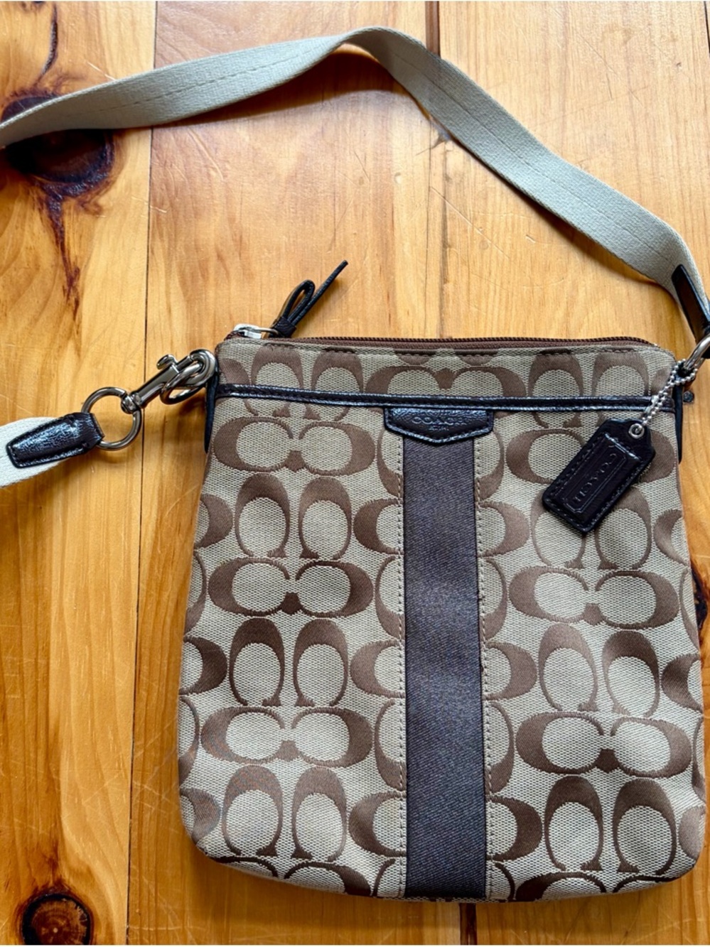 Coach Tan & Brown Signature Bag